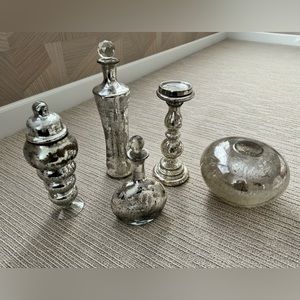 Set of 5 Mercury glass pieces